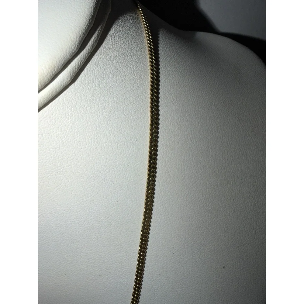 Vintage Gold Tone Flat Cuban Chain Necklace Korea 18